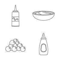 Mustard seeds sauce icons set, outline style vector