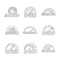 Speedometer level panel logo set, outline style vector