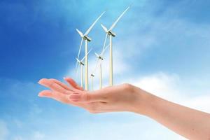 Wind Turbine Outside with Clouds and Sky photo