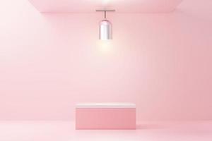 3d render abstract display podium platform for  product presentation and advertising. Minimal scene backdrop with clean design. Vacant pedestal for mock up. Empty stage with pastel color for cosmetic. photo