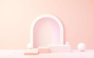 3d render abstract display podium platform for  product presentation and advertising. Minimal scene backdrop with clean design. Vacant pedestal for mock up. Empty stage with pastel color for cosmetic. photo