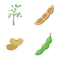 Soybean soy beans seed icons set flat style vector