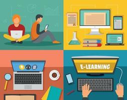 E-learning training banner concept set, flat style