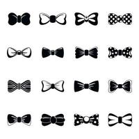 Bowtie ribbon man tuxedo icons set, simple style vector