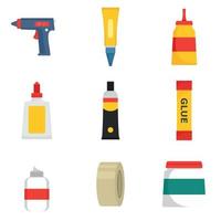 Glue stick adhesive icons set, flat style vector