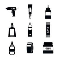 Glue stick adhesive icons set, simple style vector