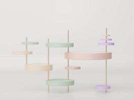 3d render of minimal display podium design for mock up and product presentation. Pedestal stage with pastel color scene. Trendy design for mock up and web banner. photo