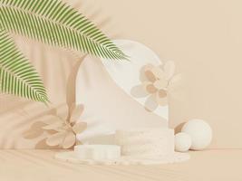3d abstract white platform showcase for product and cosmetic presentation with terrazzo idea concept. Minimal Podium for mock up and advertising. Render geometric design scene for web banner. photo