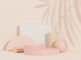 3d abstract background Terrazzo podium for product presentation and brand advertising with shadow of leave. Empty scene for mock up. photo