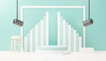 3d render abstract display podium platform for  product presentation and advertising. Minimal scene backdrop with clean design. Vacant pedestal for mock up. Empty stage with pastel color for cosmetic. photo