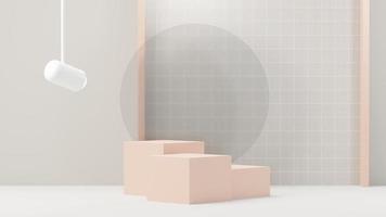 3d render abstract display podium platform for  product presentation and advertising. Minimal scene backdrop with clean design. Vacant pedestal for mock up. Empty stage with pastel color for cosmetic. photo