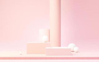3d render abstract display podium platform for  product presentation and advertising. Minimal scene backdrop with clean design. Vacant pedestal for mock up. Empty stage with pastel color for cosmetic. photo