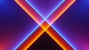 3d render of flash neon and light glowing on dark scene. Speed light moving lines. photo