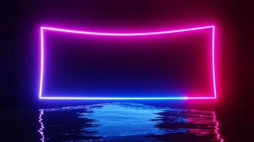 3d render of flash neon and light glowing on dark scene. Speed light moving lines. photo
