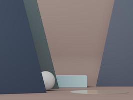 3d render of minimal display podium design for mock up and product presentation. Pedestal stage with pastel color scene. Trendy design for mock up and web banner. photo