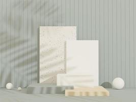 3d abstract background white podium for product presentation and brand advertising with shadow of windows and roof. Empty scene for mock up. photo