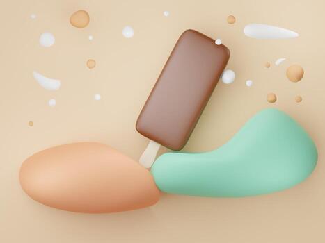 3d render illustration of minimal geometric shapes. Floating fluffy stylish art design. Cute objects on pastel background. photo