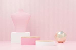 3d render abstract display podium platform for  product presentation and advertising. Minimal scene backdrop with clean design. Vacant pedestal for mock up. Empty stage with pastel color for cosmetic. photo