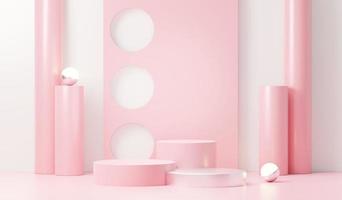 3d render abstract display podium platform for  product presentation and advertising. Minimal scene backdrop with clean design. Vacant pedestal for mock up. Empty stage with pastel color for cosmetic. photo