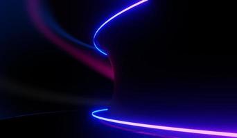 3d render of RGB neon light on darkness background. Abstract Laser lines show at night. Ultraviolet spectrum beam scene photo