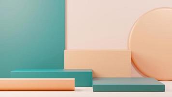 3d render abstract display podium platform for  product presentation and advertising. Minimal scene backdrop with clean design. Vacant pedestal for mock up. Empty stage with pastel color for cosmetic. photo