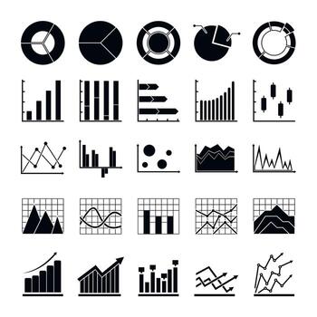 Chart diagram icon set, simple style vector