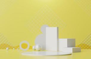 3d rendering of minimal scene of white blank podium with Illuminating Yellow color of the year 2021 theme. photo