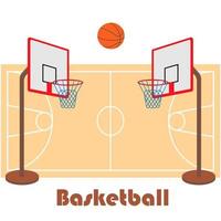 baloncesto, campo, pelota, aro. imagen vectorial para el diseño de volantes, fondos, portadas, pegatinas, afiches, pancartas, sitios web y páginas. vector
