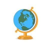 Globe on yellow stand. Vector image for the design of flyers, backgrounds, covers, stickers, posters, banners, websites and pages.