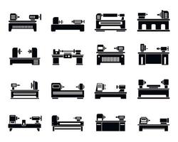 Lathe automated icons set, simple style vector