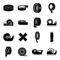 Scotch tape roll icons set, simple style vector