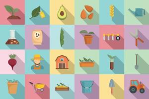 Agronomist icons set, flat style vector