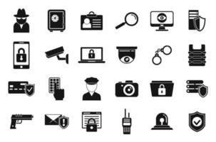 Security service icons set, simple style vector