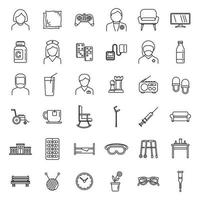 Aged nursing home icons set, outline style vector