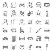 Aged nursing home icons set, outline style vector