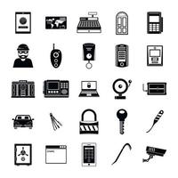 Burglar robber plunderer icons set, simple style vector