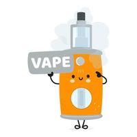 lindo y divertido personaje de póster de vape. ilustración de personaje kawaii de dibujos animados dibujados a mano vectorial. fondo blanco aislado. cartel de vape vector