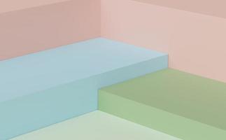 3d render of Abstract minimal  display podium for showing products, cosmetic presentation and mock up. Showcase scene with pastel earth tone background. Illuminated simple geometric shapes. photo