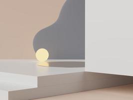 3d rendering of pastel minimal scene of white blank podium with earth tones theme. Muted saturated color. Simple geometric shapes design. photo