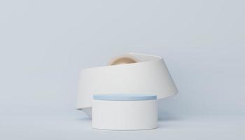 Abstract display podium with minimal geometric shapes design. 3d  rendering scene for mock up and product presentation. Pedestal platform for cosmetic advertise. photo