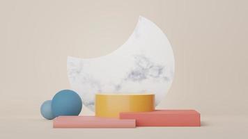 Podio de visualización 3d para presentación de productos y cosméticos con geometría moderna. plataforma para maquetas y mostrar la marca. diseño minimalista y limpio. escena de lujo de la plataforma de renderizado. foto