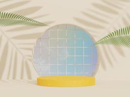 3d abstract background Terrazzo podium for product presentation and brand advertising with shadow of leave. Empty scene for mock up. photo