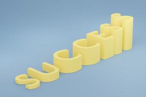 Representación 3D de un gráfico de barras pastel mínimo con palabras de éxito. escena del diseño de marketing seo. foto