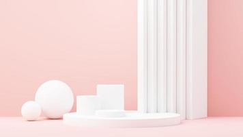 3d render abstract display podium platform for  product presentation and advertising. Minimal scene backdrop with clean design. Vacant pedestal for mock up. Empty stage with pastel color for cosmetic. photo