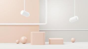 3d render abstract display podium platform for  product presentation and advertising. Minimal scene backdrop with clean design. Vacant pedestal for mock up. Empty stage with pastel color for cosmetic. photo