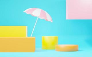 3d render abstract display podium platform for  product presentation and advertising. Minimal scene backdrop with clean design. Vacant pedestal for mock up. Empty stage with pastel color for cosmetic. photo