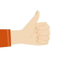 Cartoon illustration with hands. Making thumb up gesture. Hand showing symbol Like vector