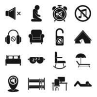 Quiet spaces icons set, simple style vector