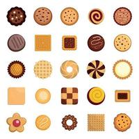 Cookies biscuit icons set, flat style vector