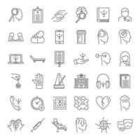 Supporting mental health icons set, outline style vector